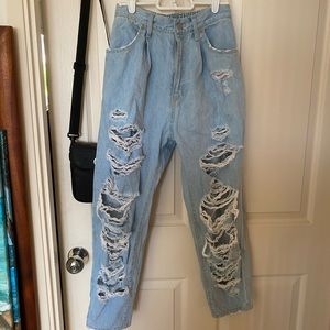 distressed oversized mom jeans from japan